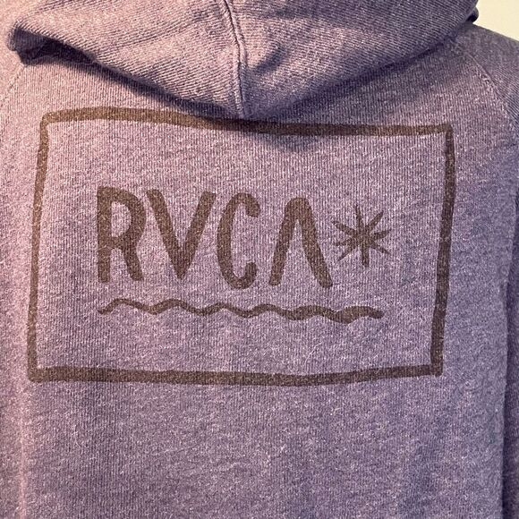 RVCA Logo Graphic Print Hoodie Sweatshirt Blue Fleece S - Picture 5 of 8